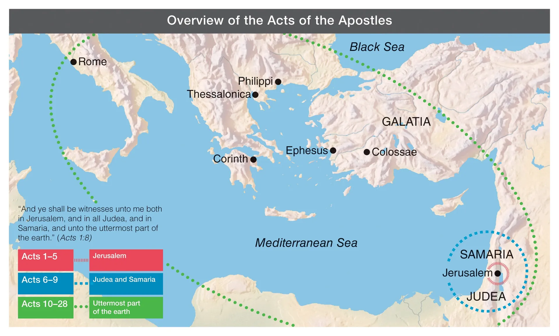 A map of the regions in the book of Acts. © undefined ipCode 1.