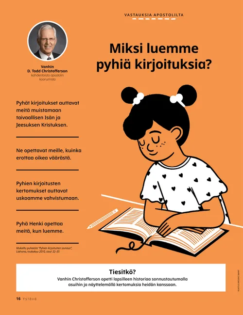 Tyttö lukemassa pyhiä kirjoituksia