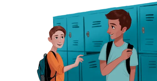 boys at school talking