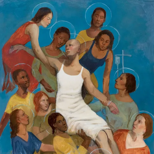 woman being lifted by other women
