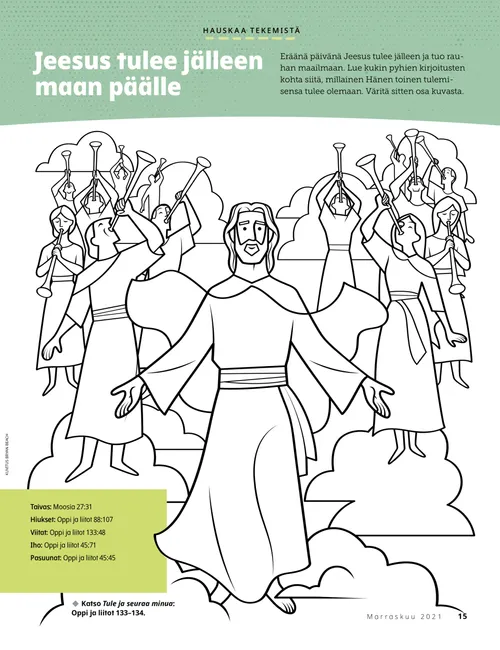 PDF-värityskuva Jeesuksen Kristuksen toisesta tulemisesta