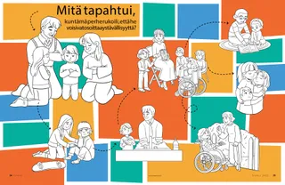 coloring page of family doing kind things for others