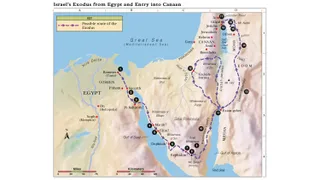 Old Testament Bible Map 2 showing Israel's exodus from Egypt and entry into Canaan