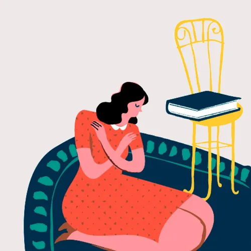 a woman kneeling and praying