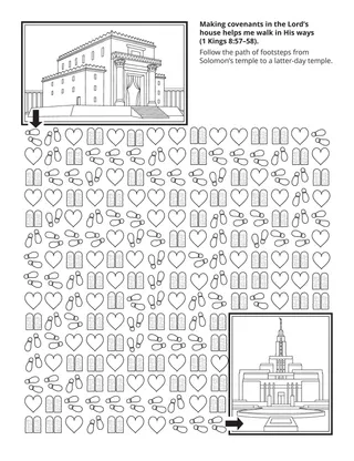 Primary activity page: Making covenants in the Lord’s house helps me walk in His ways