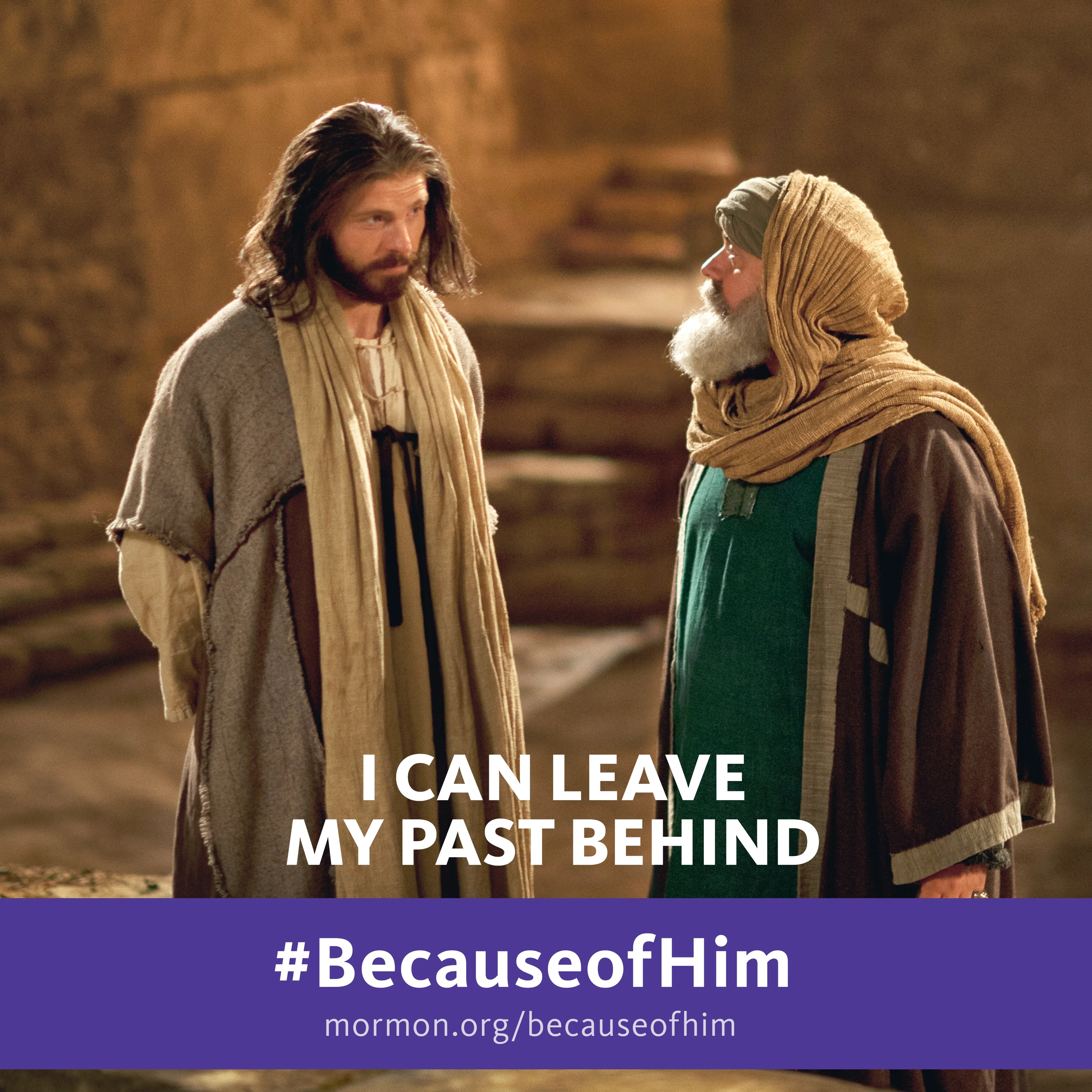 I can leave my past behind. #BecauseofHim, mormon.org/becauseofhim © undefined ipCode 1.