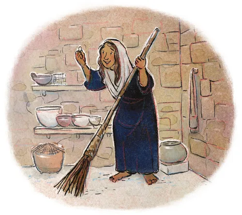 woman holding a coin