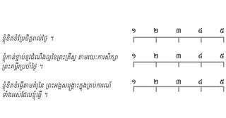 រង្វាស់​ពី ១ ដល់ ៥ សម្រាប់​ឃ្លានីមួយៗ