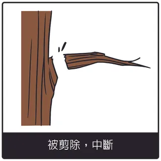 被剪除，中斷福音符號