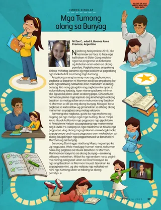 girl watching conference and reading scriptures