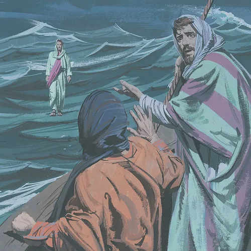 disciples watching Jesus from boat