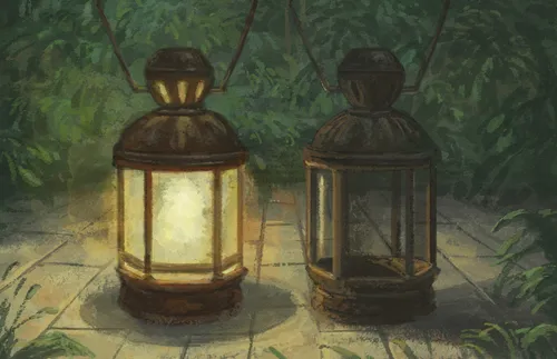 lit and unlit lanterns