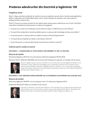 Predarea adevărurilor din Doctrină și legăminte 130