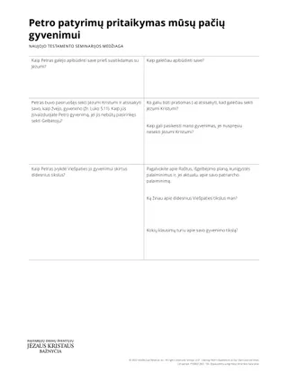 Handout on Likening Peter’s Experience