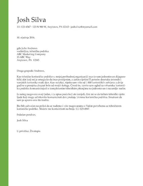 poboljšana zamolba za posao