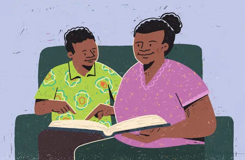 Family reading scriptures