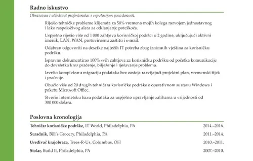 dobar primjer životopisa