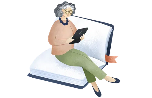 woman reading from a tablet