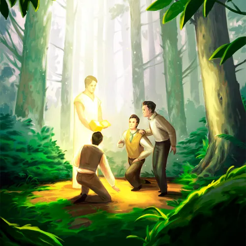 Moroni showing plates to witnesses