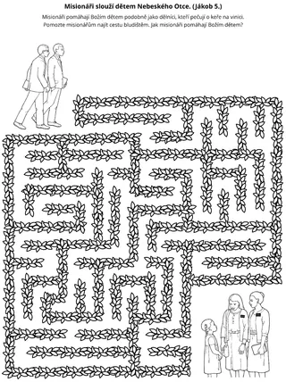 stránka s činnostmi: misionáři slouží dětem Nebeského Otce