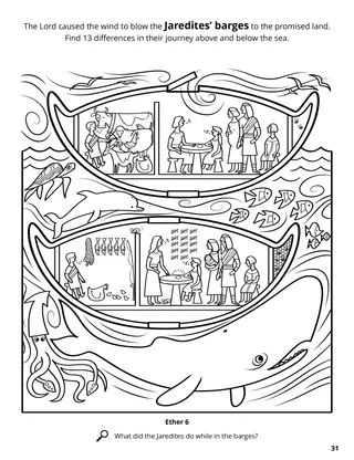 The Jaredite Barges coloring page
