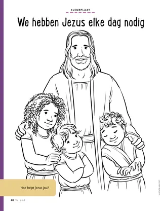 coloring page of Jesus with children
