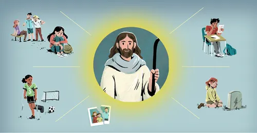 Jesus Christ, plus youth in various situations