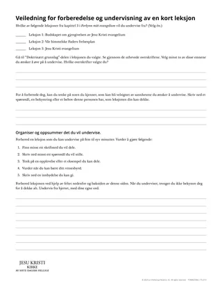 Veiledning for forberedelse til og undervisning av en kort leksjon
