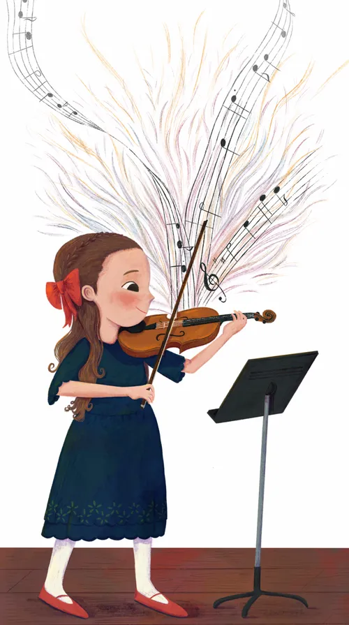 Illustration of girl playing a violin