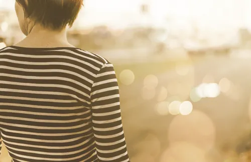 woman in striped shirt