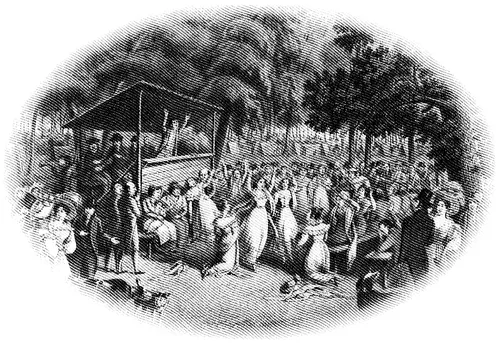 illustration of revival or camp meeting