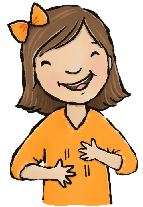 girl patting stomach