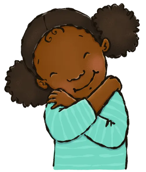 girl hugging herself