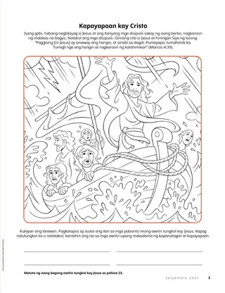 coloring page of Jesus calming the storm