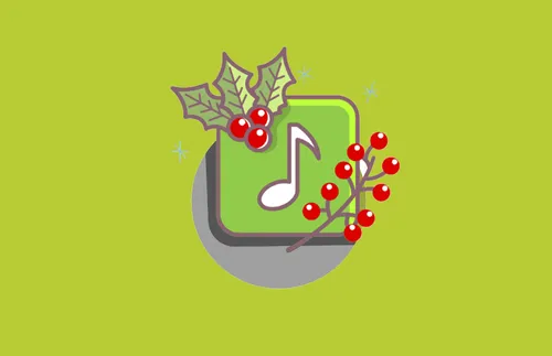 music note and Christmas decorations