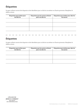 Document à distribuer : Étiquettes