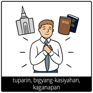 simbolo ng ebanghelyo para sa tuparin, bigyang-kasiyahan, kaganapan