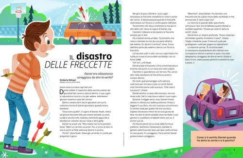 PDF della storia di un bambino che colpisce un’auto con una freccetta, e poi dello stesso bambino in auto con la mamma