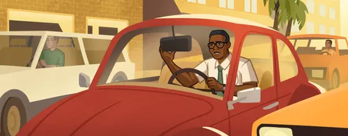 Helvécio Martins driving home from work.