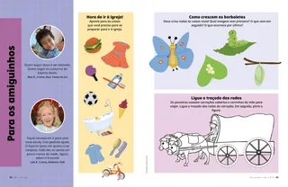 Página em PDF com uma atividade de colorir um carroção coberto, uma de borboleta para colocar as imagens em ordem e uma de escolhas para o Dia do Senhor