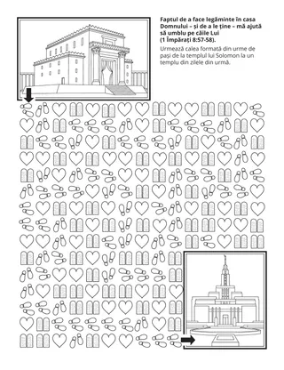 Pagină cu activități pentru Societatea Primară – Faptul de a face legăminte în casa Domnului mă ajută să umblu pe căile Sale.