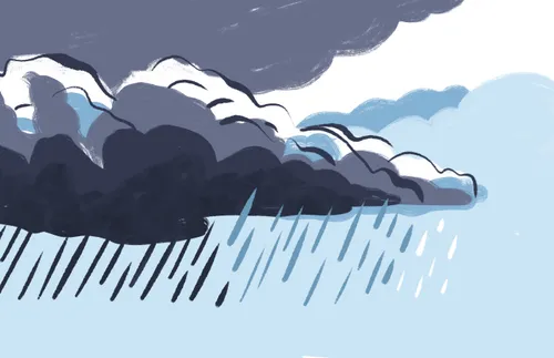 rain falling from clouds