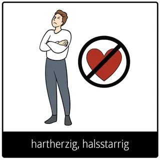 Symbol für Evangeliumsbegriff: hartherzig, halsstarrig