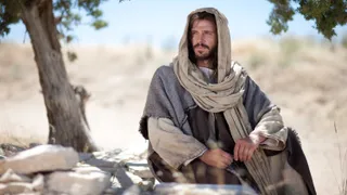Actor portraying Jesus Christ at a well  in Samaria.