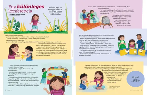 A PDF-en egy lány a családjával az általános konferenciát nézi és együtt tölti az idejét