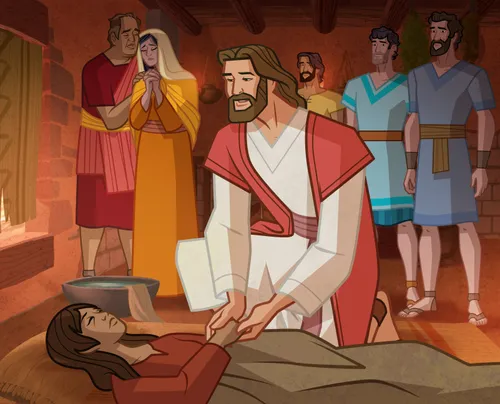 Jesus tells Jairus’s daughter to arise.