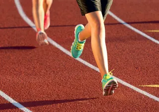 feet on running track
