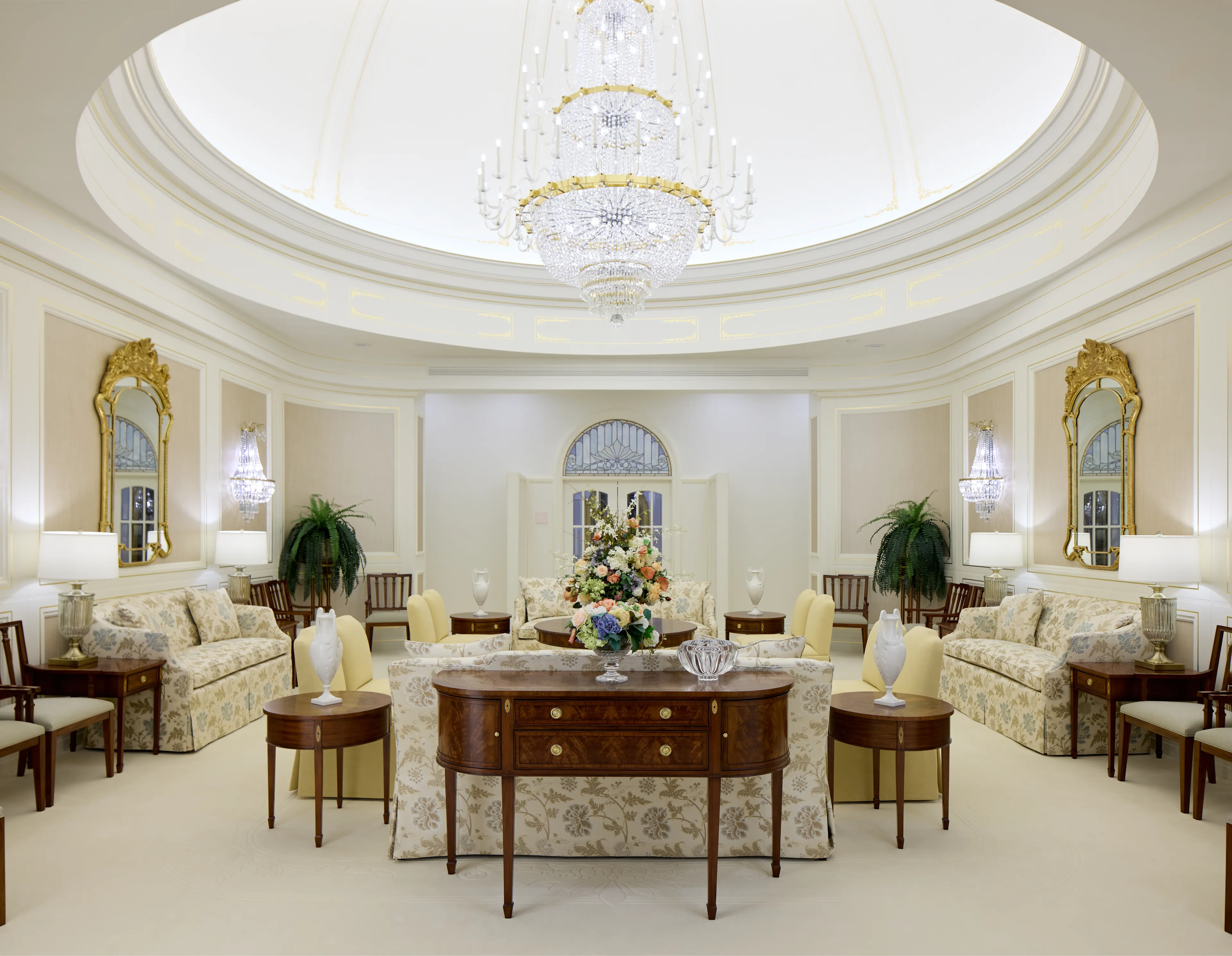Interior image of the Toronto Ontario Temple inside the Celestial Room. The image highlights the furniture and decorating.  © undefined ipCode 1.