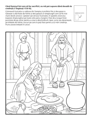 Pagină cu activități pentru Societatea Primară – Când Domnul îmi cere să fac sacrificii, eu mă pot supune cu credință.