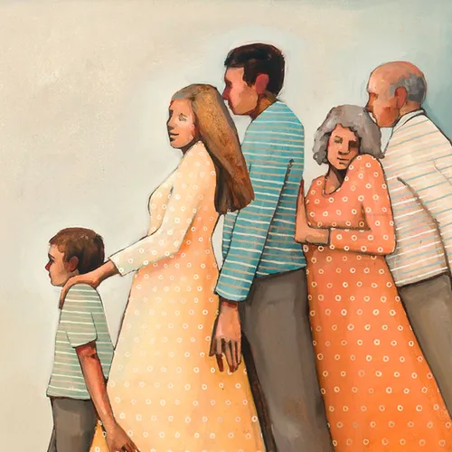 illustration of a family standing together